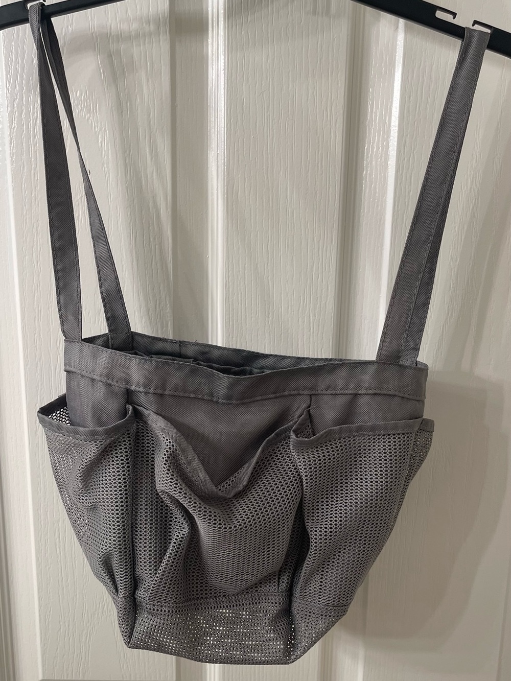 Gray Mesh Pocket Bathroom Tote Bag